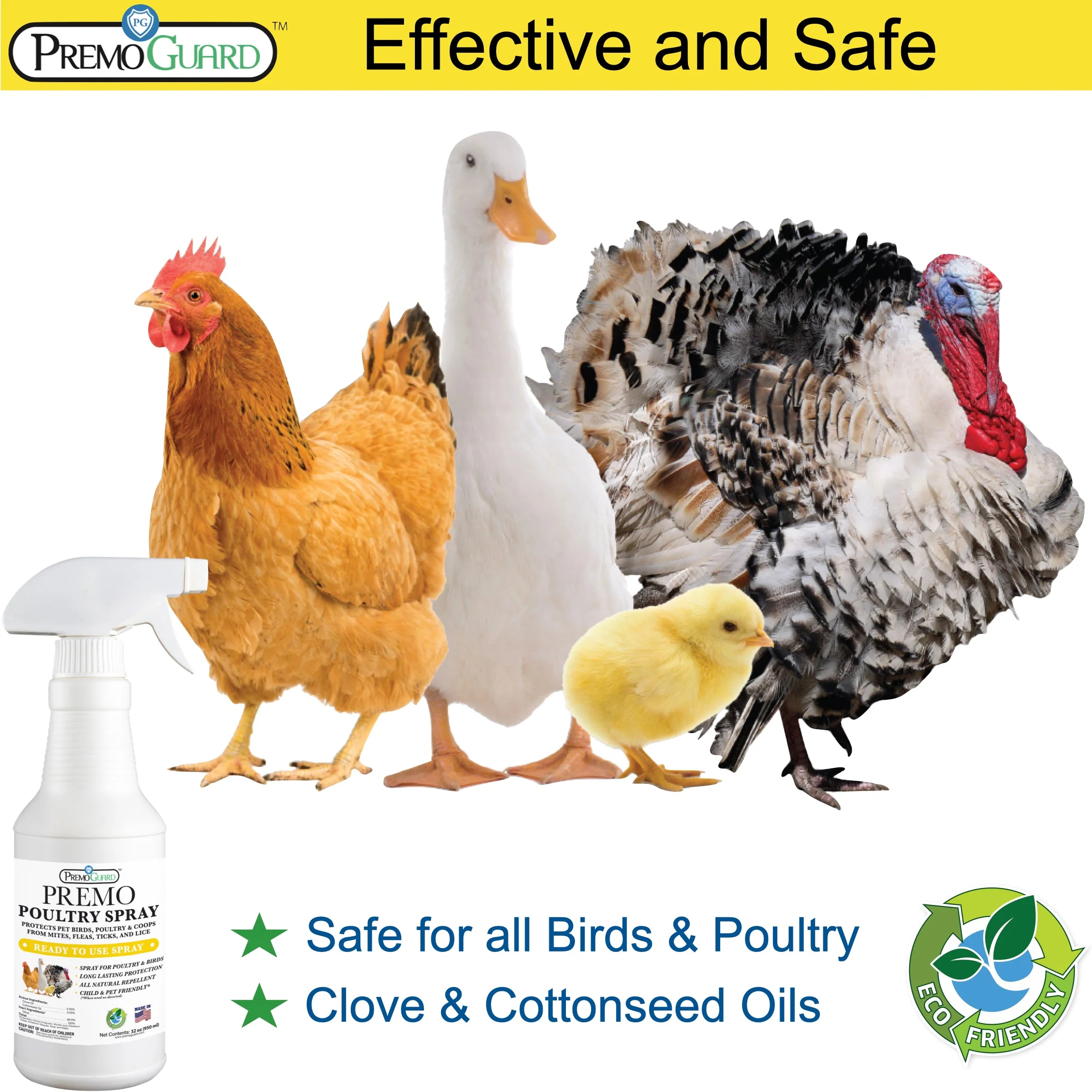 Poultry Spray 32 oz - All Natural Non Toxic - Premo Guard - Buy Pet Shop