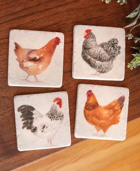 Chicken Resin Coasters, Set of 4 - Buy Pet Shop