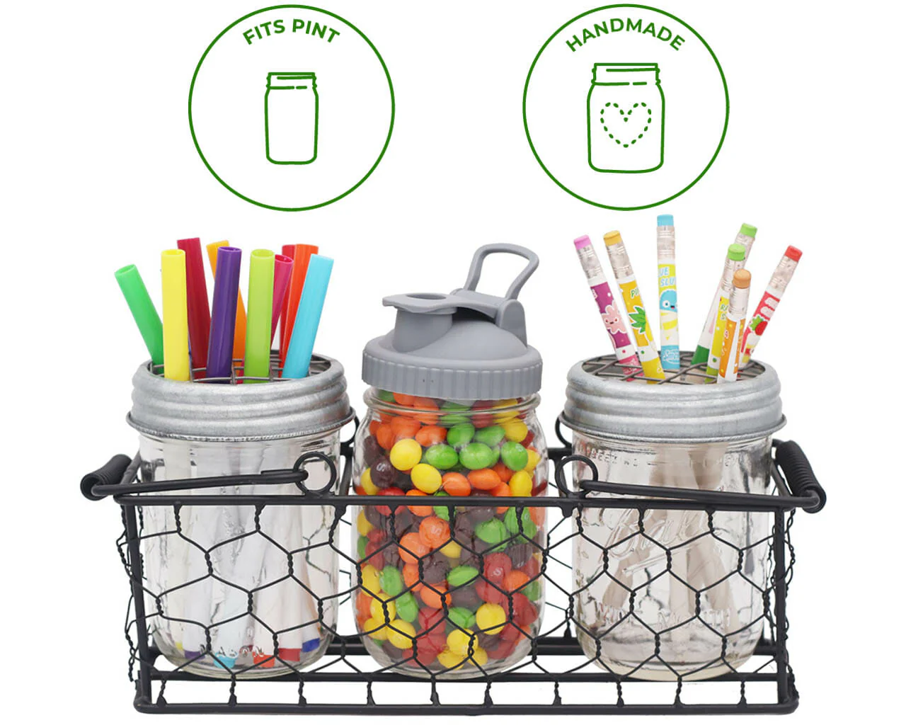 Chicken Wire Caddy for 3 Pint Mason Jars - Buy Pet Shop