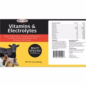 Durvet Vitamins & Electrolytes Water Soluble Premix (8oz, makes 64 doses) - Buy Pet Shop