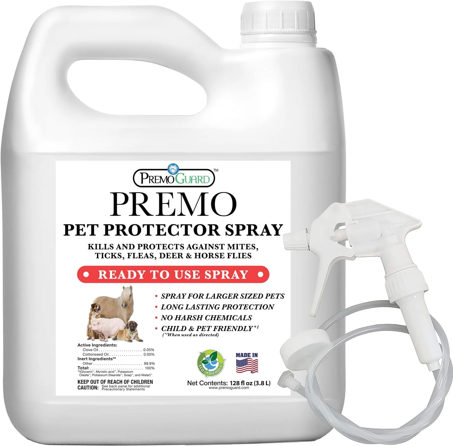 Pet Protector 128 oz - Plant Based All Natural Non-Toxic - By Premo Guard - Buy Pet Shop
