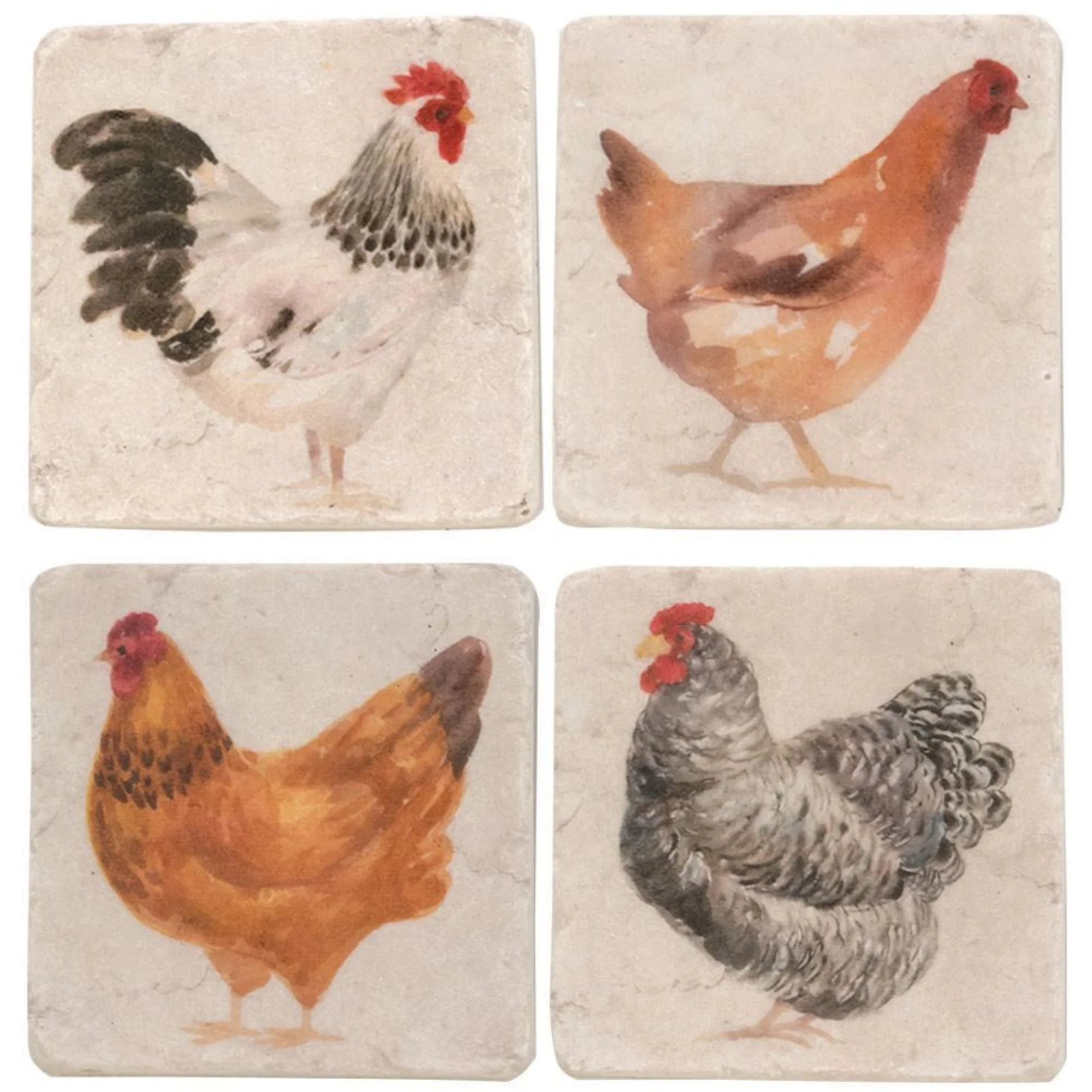 Chicken Resin Coasters, Set of 4 - Buy Pet Shop