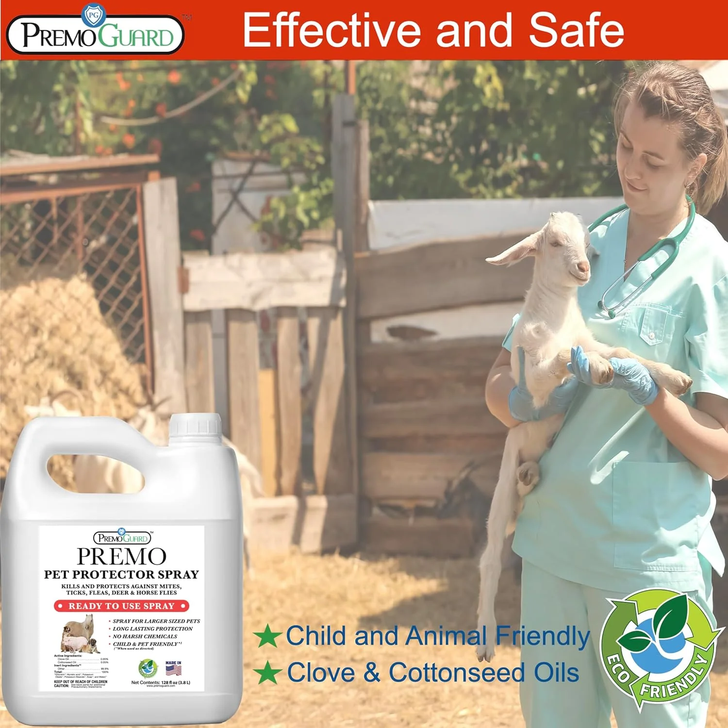 Pet Protector 128 oz - Plant Based All Natural Non-Toxic - By Premo Guard - Buy Pet Shop