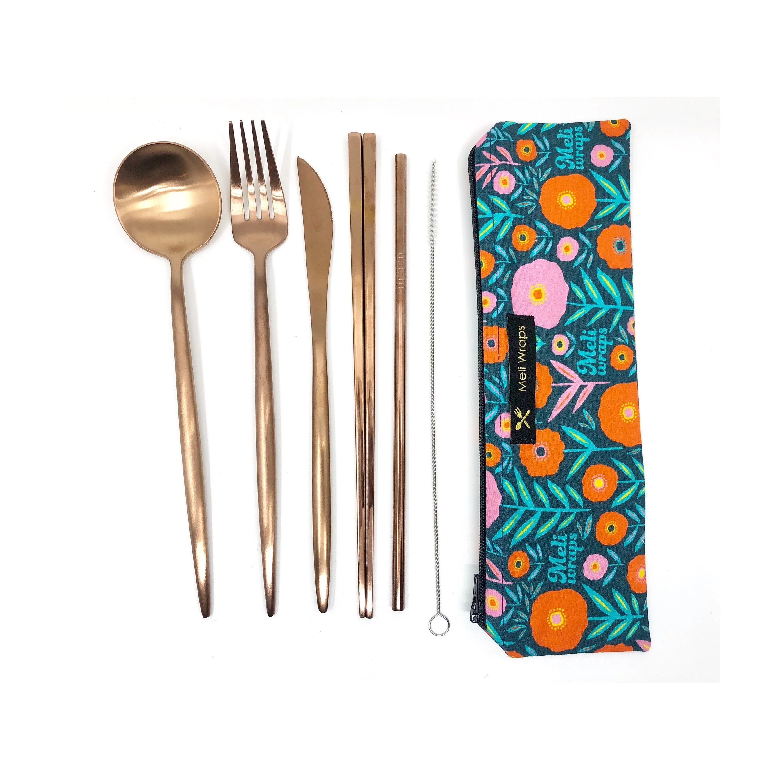 Meli Wraps Reusable Cutlery Set in Dark Bloom - Buy Pet Shop