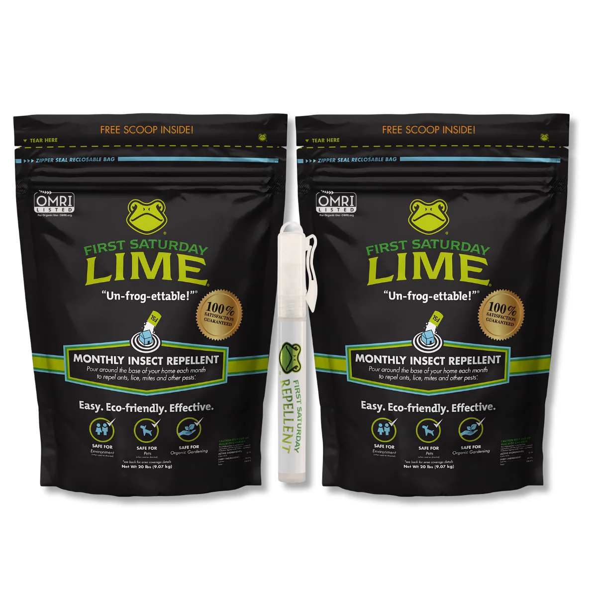 Bundle: 2 First Saturday Lime 20lb Bags and 1 10ml Eco-Friendly Insect Repellent Spray - Buy Pet Shop