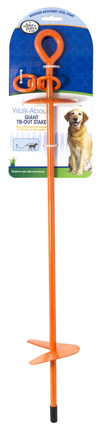 Walk-About Dog Tie Out Stake, Orange, 28