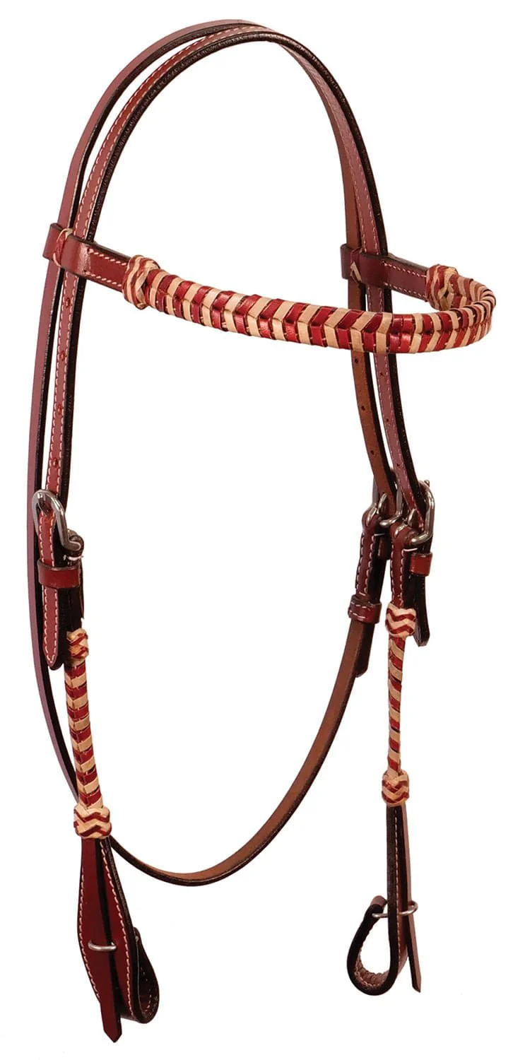 Buffalo Leather Brown Rawhide Laced Browband Headstall - Buy Pet Shop