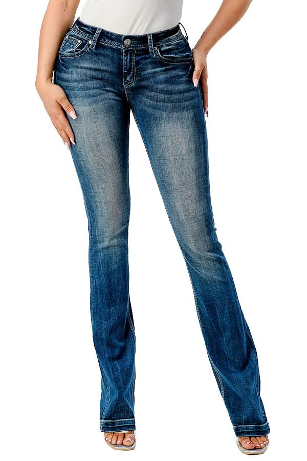 Grace in LA 3D Wing Mid Rise Bootcut Jeans - Buy Pet Shop
