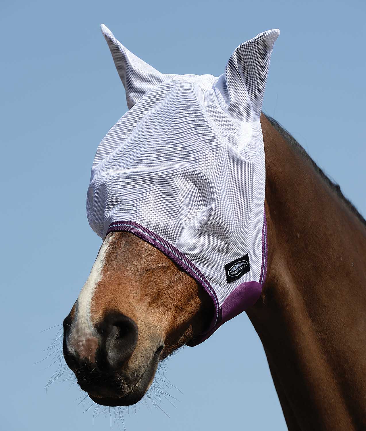 WeatherBeeta ComFITec Airflow Horse Fly Mask with Ears, White/Violet/Blue - Buy Pet Shop