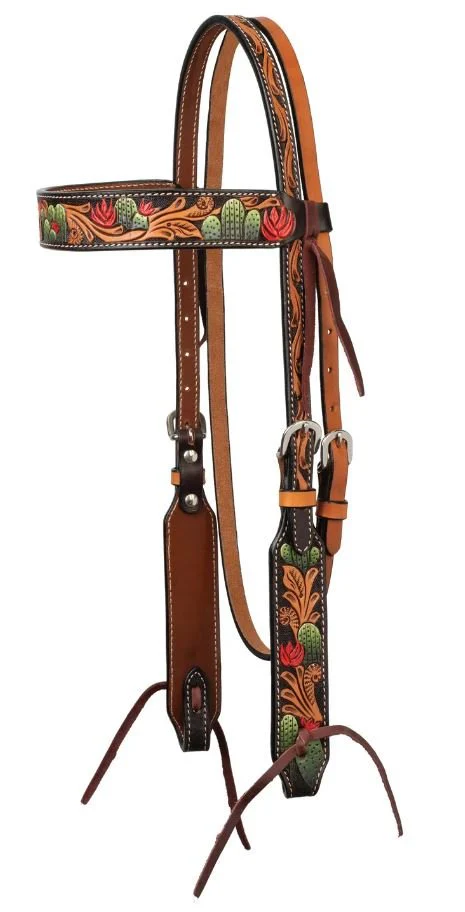 Weaver Turquoise Cross Cactus Tooled Browband Headstall - Buy Pet Shop