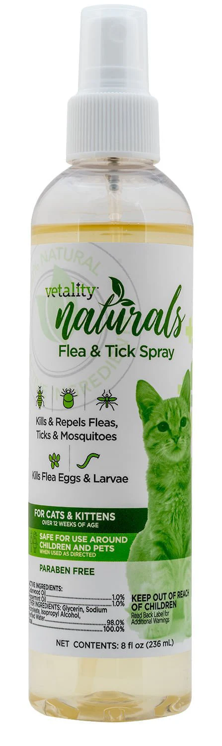 Vetality Naturals Flea & Tick Spray for Cats, 8 oz - Buy Pet Shop