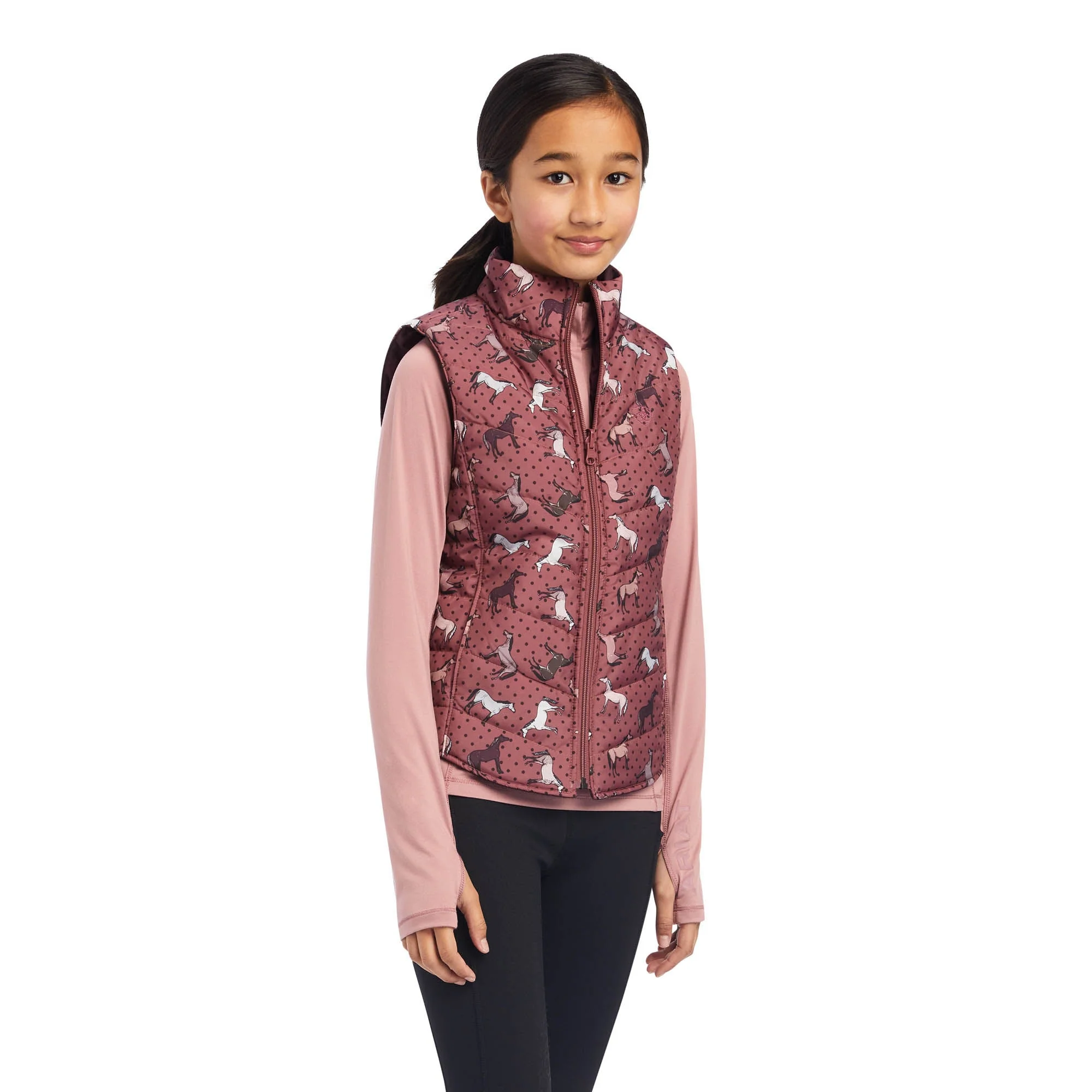 Ariat Girls Bella Reversible Vest, Wild Ponies, Mulberry - Buy Pet Shop