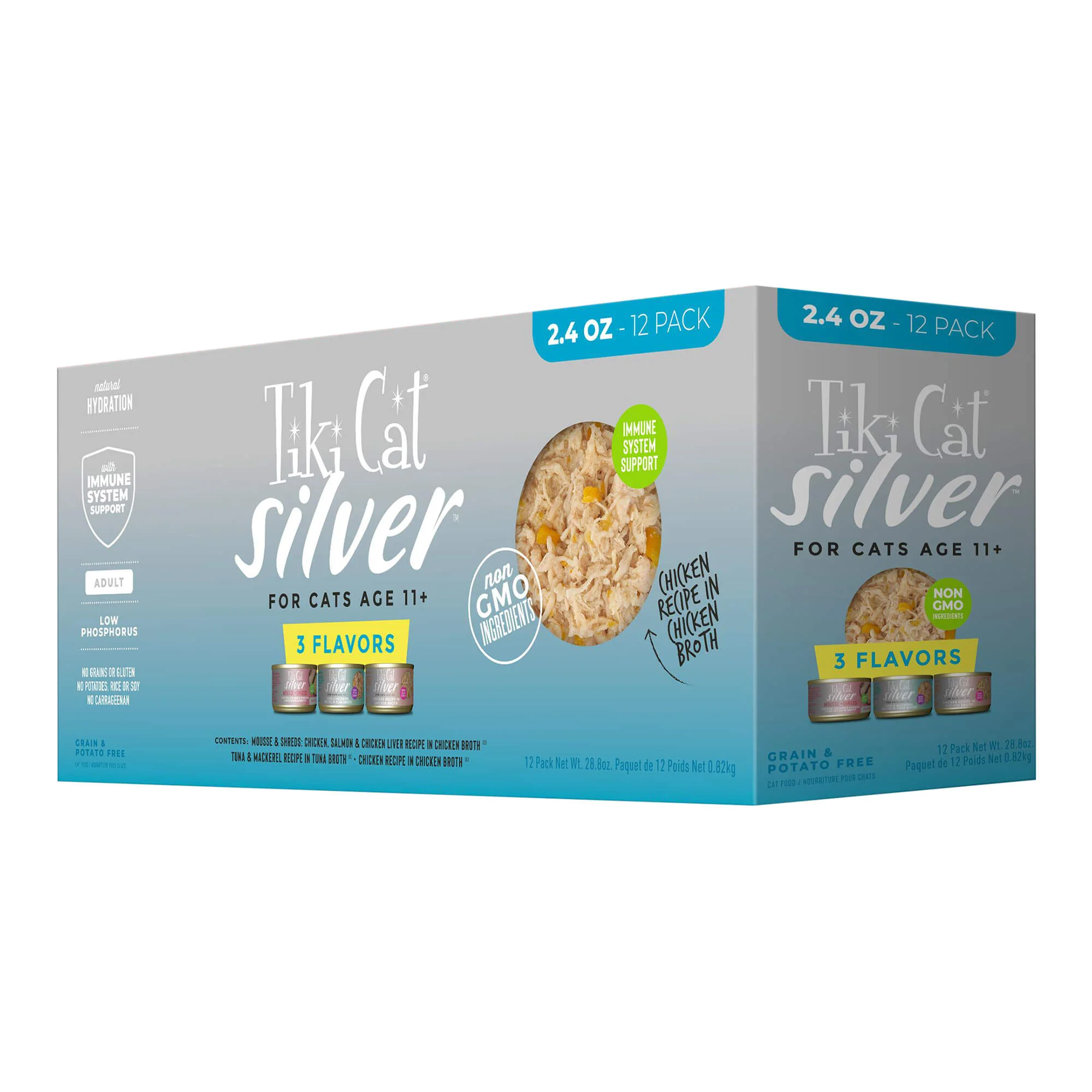 Tiki Cat Silver Wet Cat Food for Seniors, Variety Pack, 2.4 oz Cans, 12 ct - Buy Pet Shop