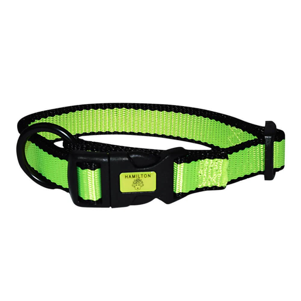 Nylon Adjustable Collar with Trim, Neon Yellow, 3/4