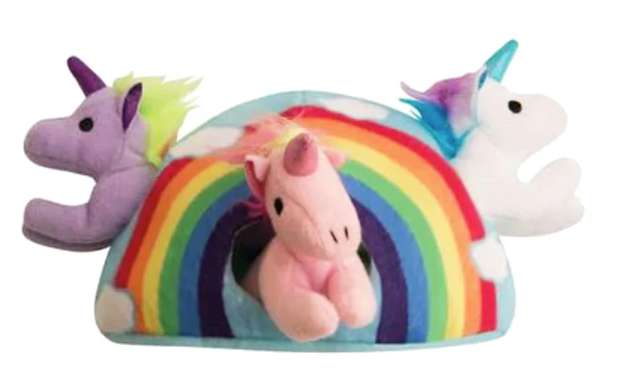 Snugarooz 4 Piece Hide & Seek Unicorn Rainbow Squeaker Dog Toy - Buy Pet Shop