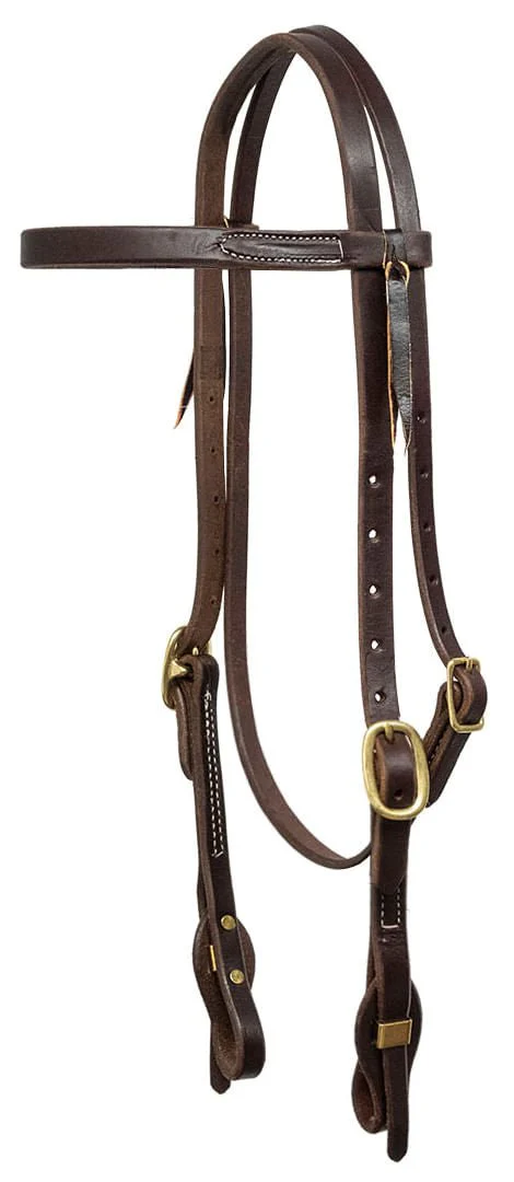 Poplar Head Saddlery Oiled Harness Leather Browband Headstall with Easy-Change Slot Ends - Buy Pet Shop