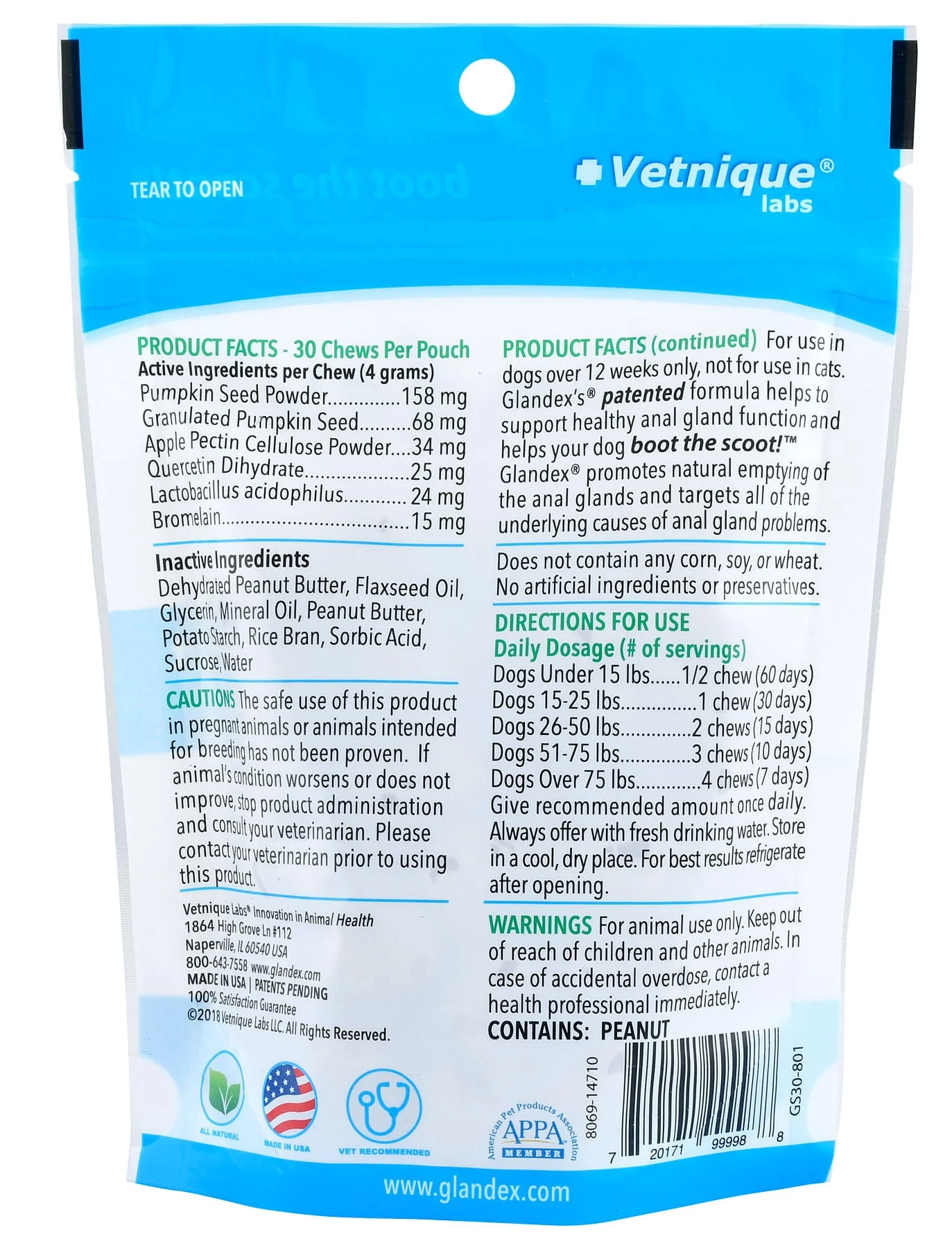 Glandex Soft Chews for Dogs, Peanut Butter - Buy Pet Shop