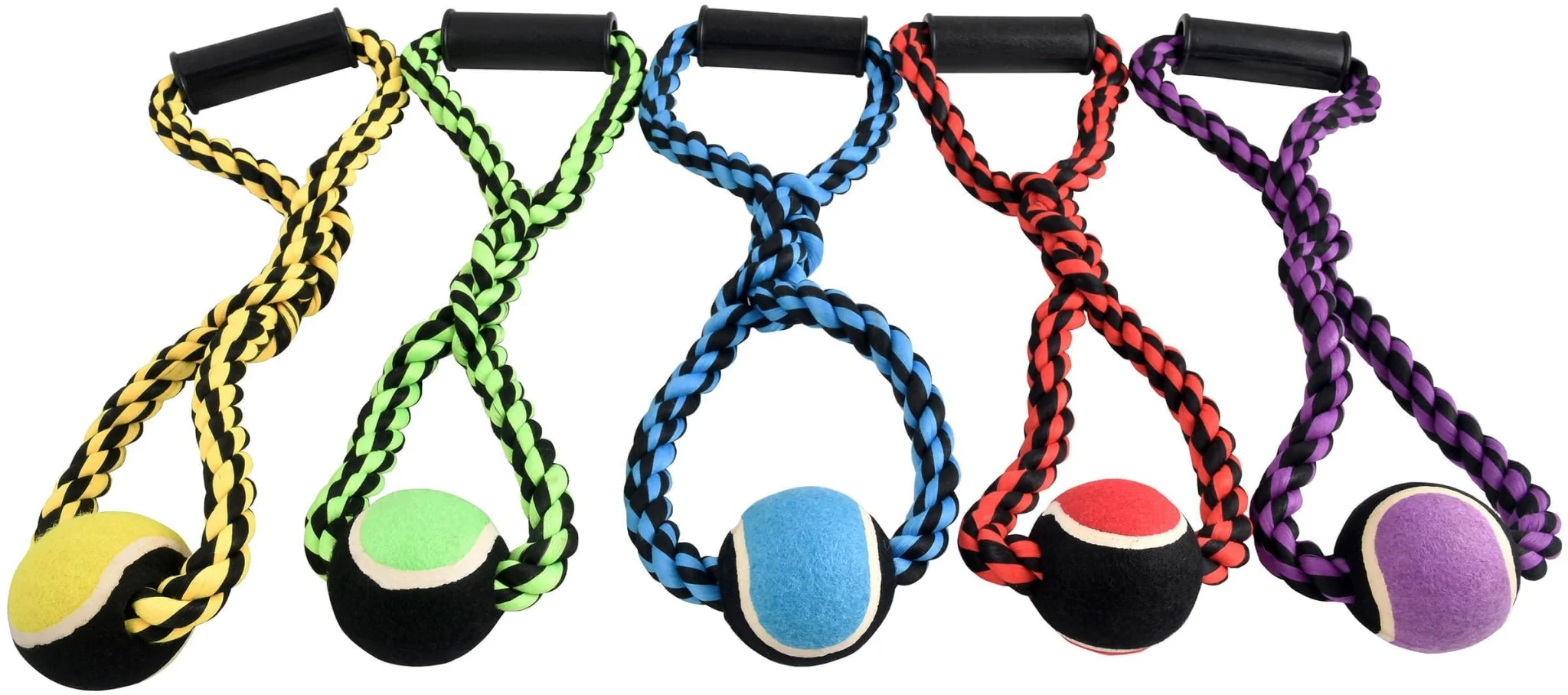 Nuts for Knots Rope Tug with Handle and Tennis Ball, Assorted, 20