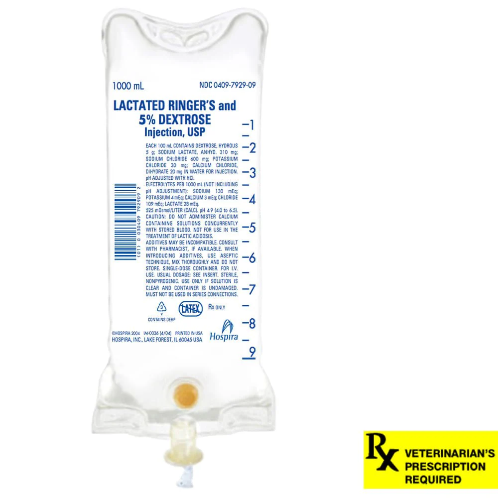 Rx Lactated Ringer's and 5% Dextrose Injection, 1000ml - Buy Pet Shop