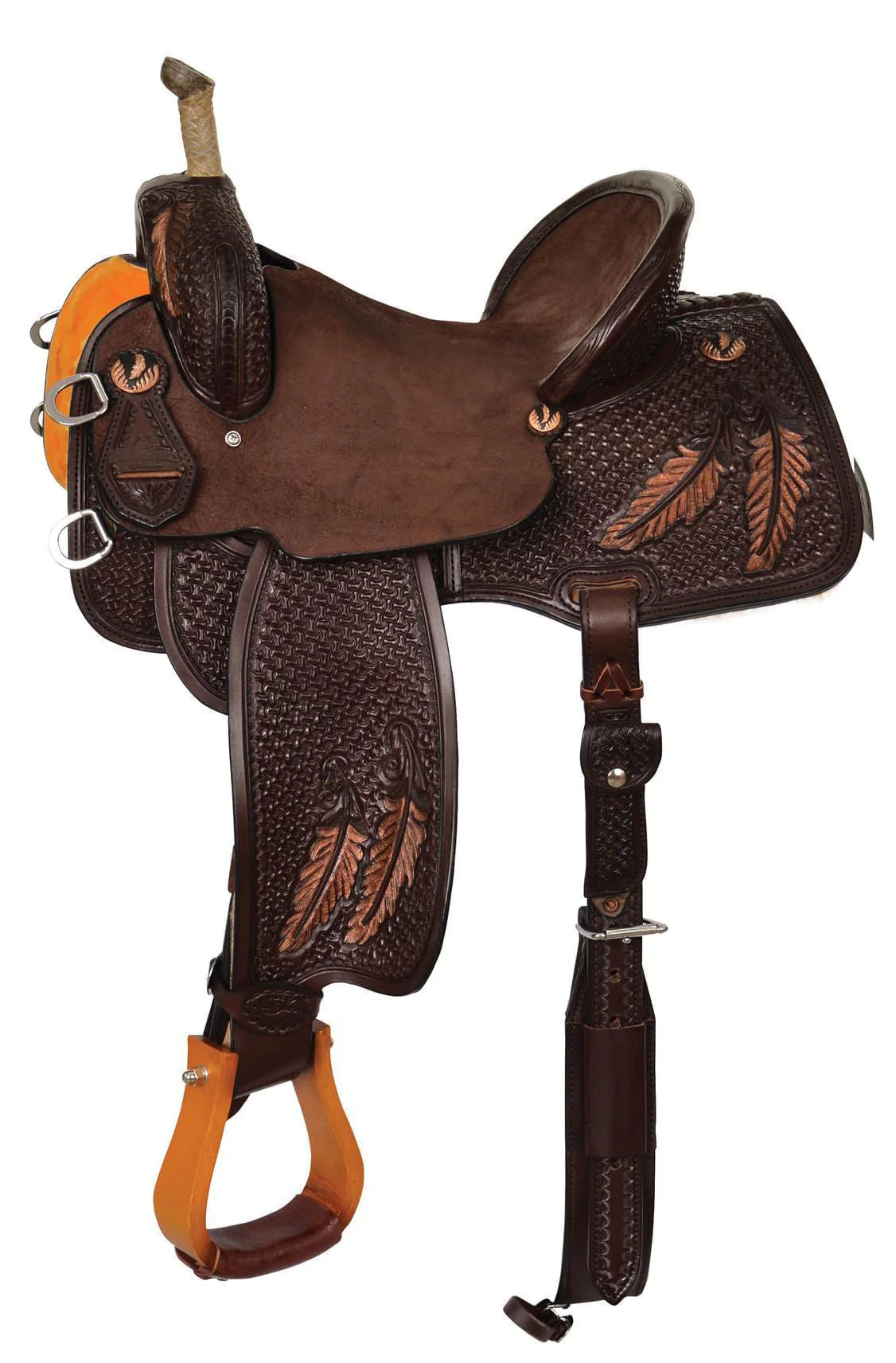 Team Camarillo Fine Feathers Barrel Saddle, Wide Tree, Chocolate - Buy Pet Shop