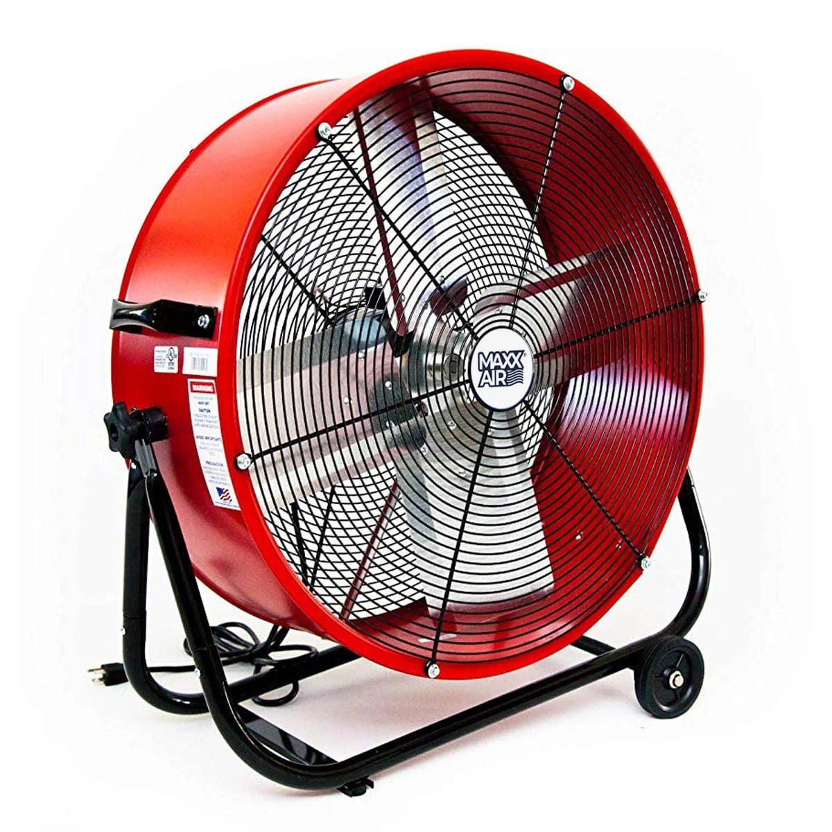 2-Speed Tilting Direct Drive Drum Fan, Red, 24