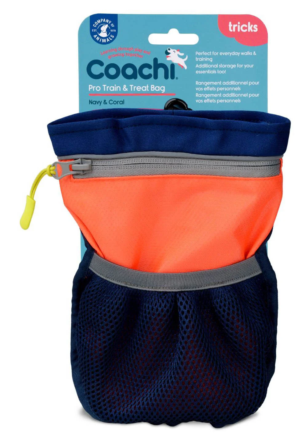Coachi Pro Train & Treat Bag, Navy & Coral - Buy Pet Shop