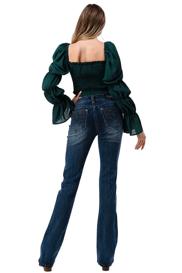 Grace in LA 3D Aztec Mid Rise Bootcut Jeans - Buy Pet Shop