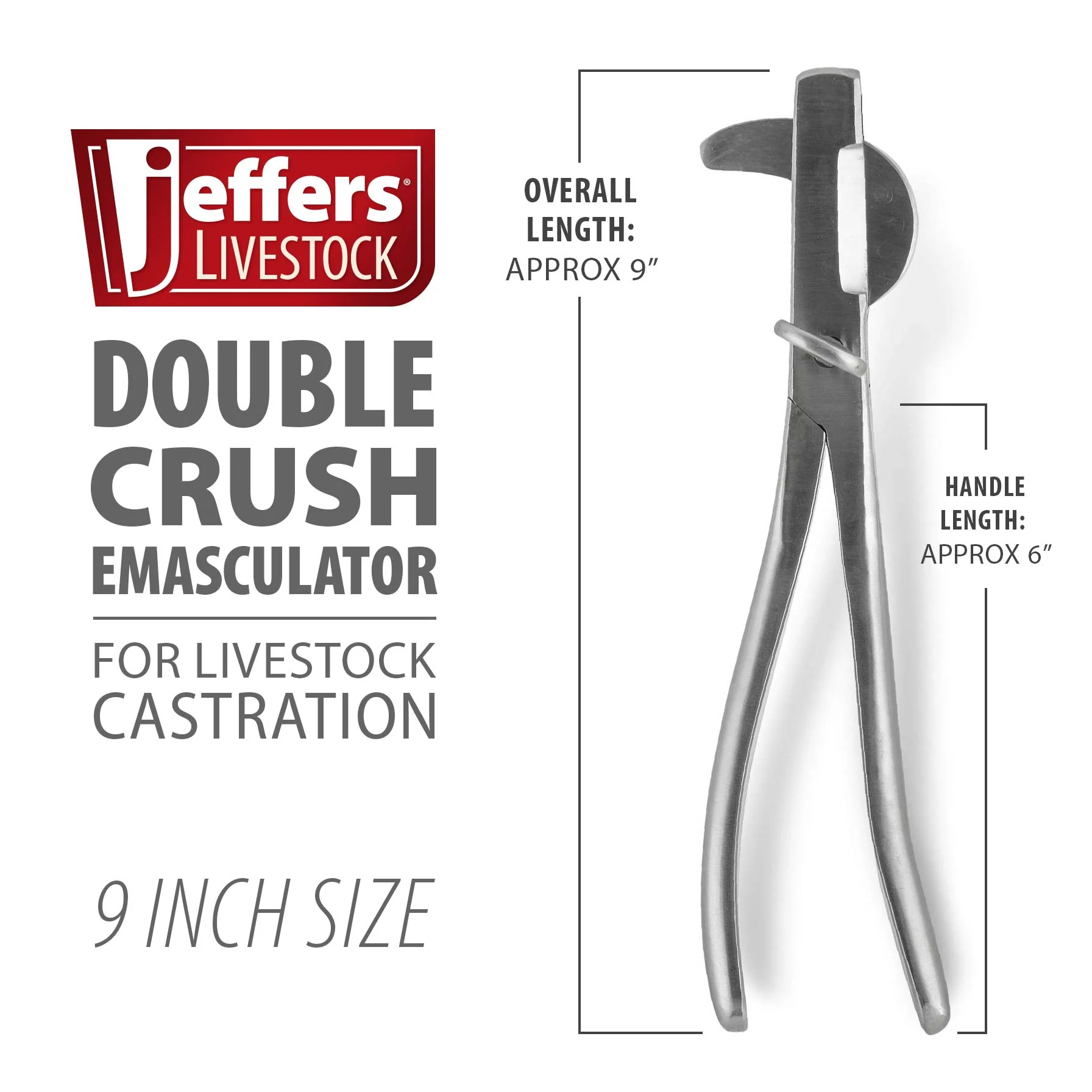 Double Crush Emasculator in Stainless Steel, 9 or 12 inch - Buy Pet Shop