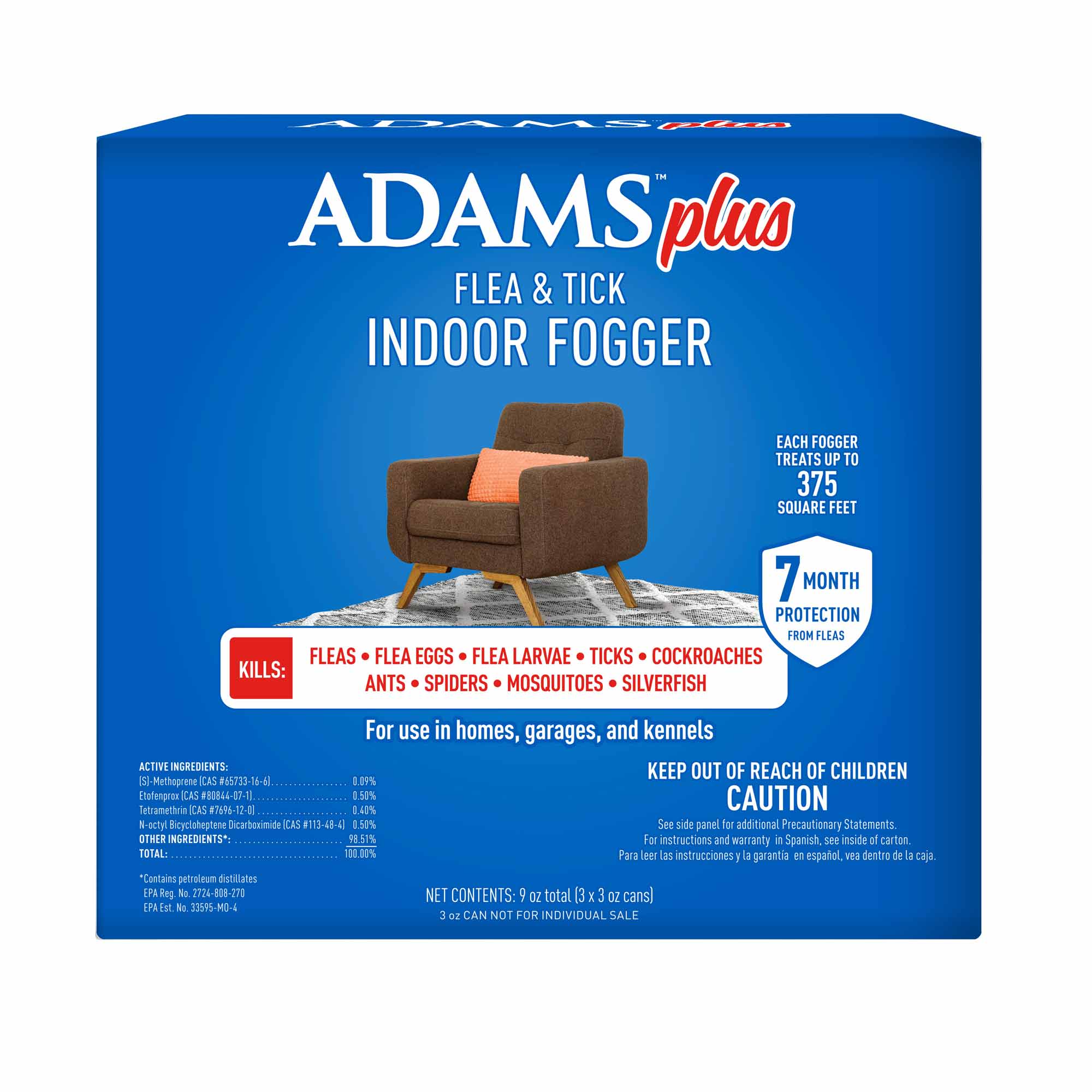 Adams Plus Flea & Tick Indoor Fogger, 3-pk (3 oz each) - Buy Pet Shop