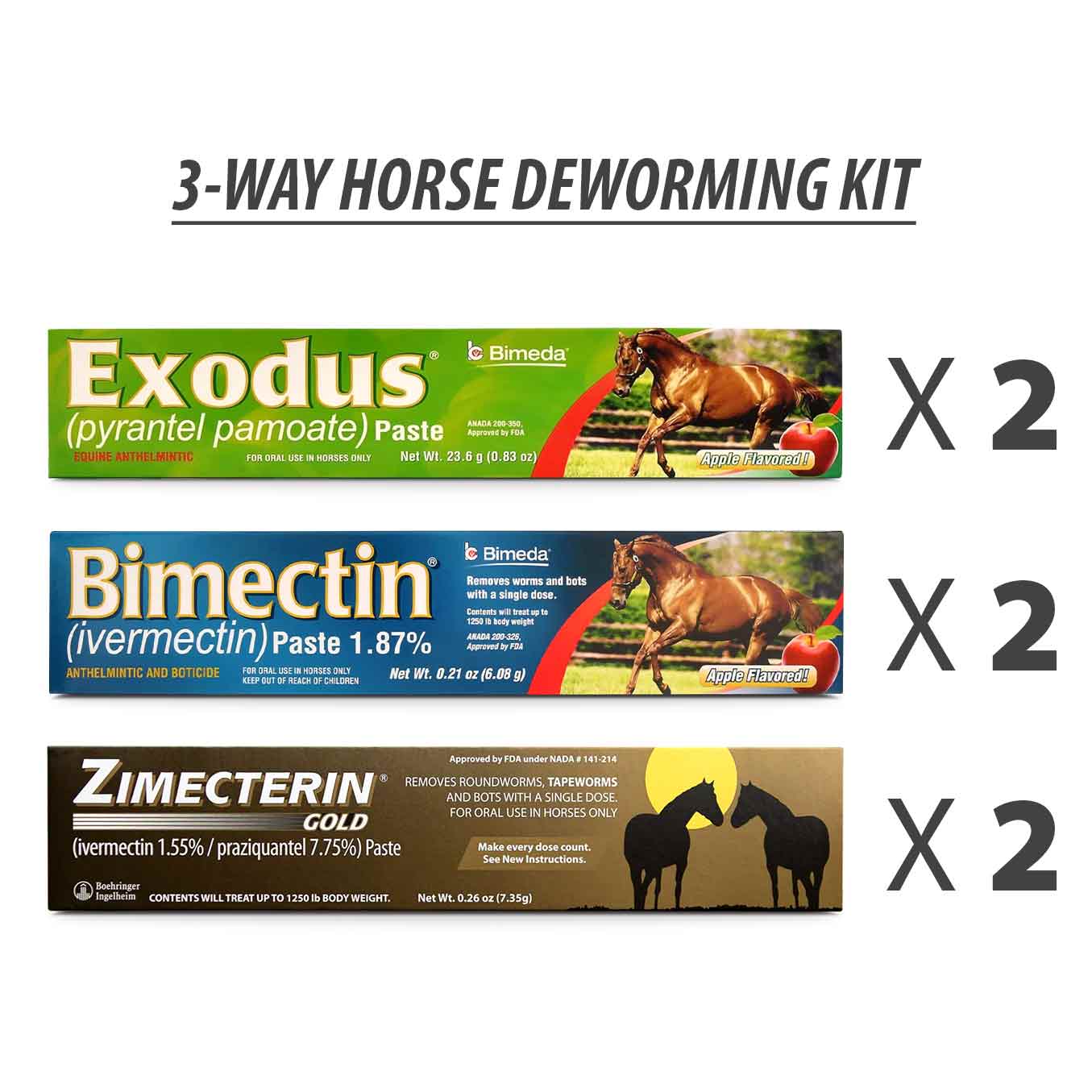 3-Way Horse Deworming Kit (6 Tubes Included) - Buy Pet Shop