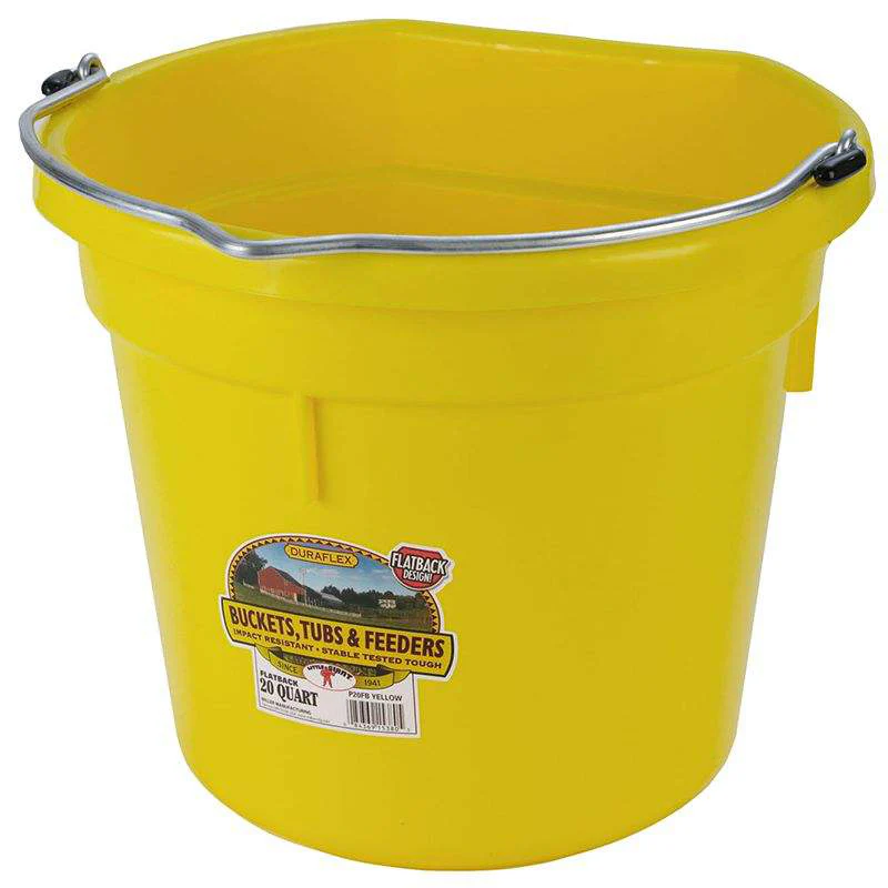 Flat Back Plastic Bucket, 20 qt, Yellow - Buy Pet Shop
