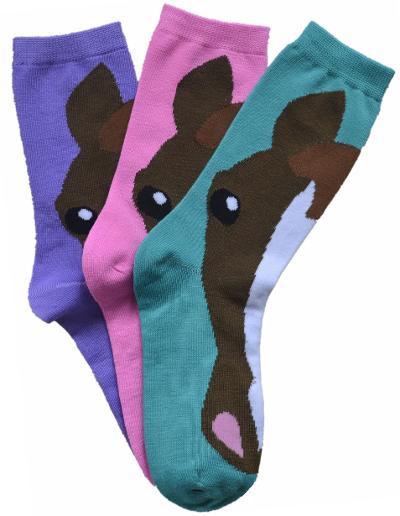 Horse Face Crew Socks, Ladies, 3pk - Buy Pet Shop