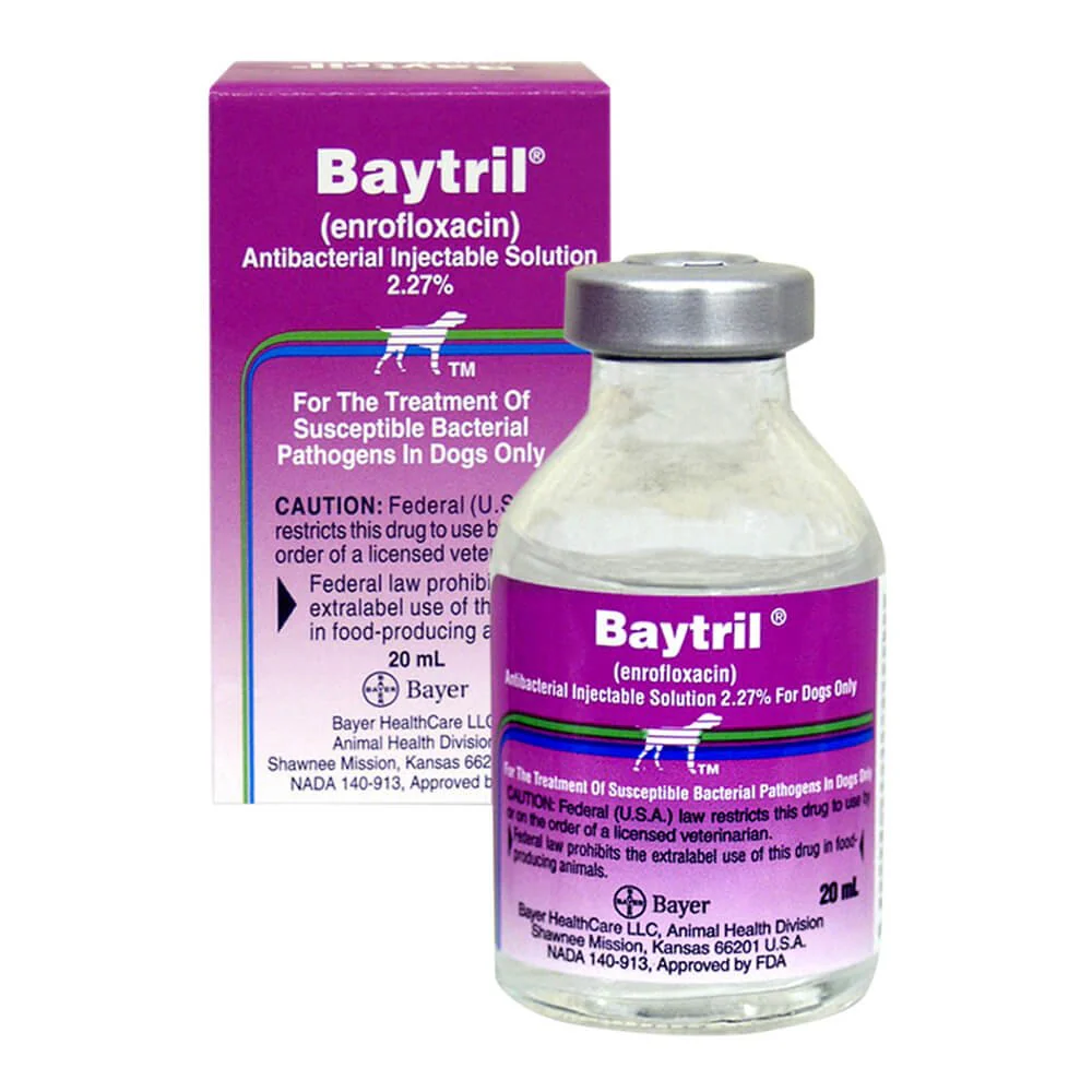 Rx Baytril (enrofloxacin) Injectable Solution for Dogs, 2.27% x 20 ml - Buy Pet Shop