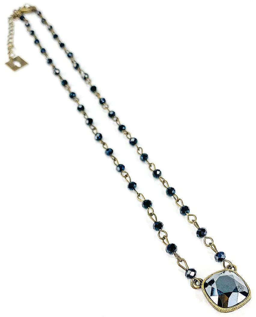 Pink Panache Cushion Cut Black Crystal Necklace - Buy Pet Shop