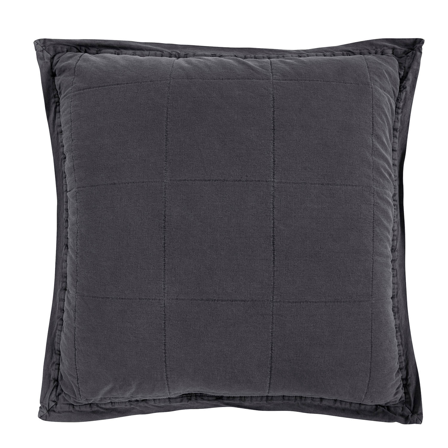 Stonewashed Cotton Quilted Velvet Euro Sham, Gray - Buy Pet Shop