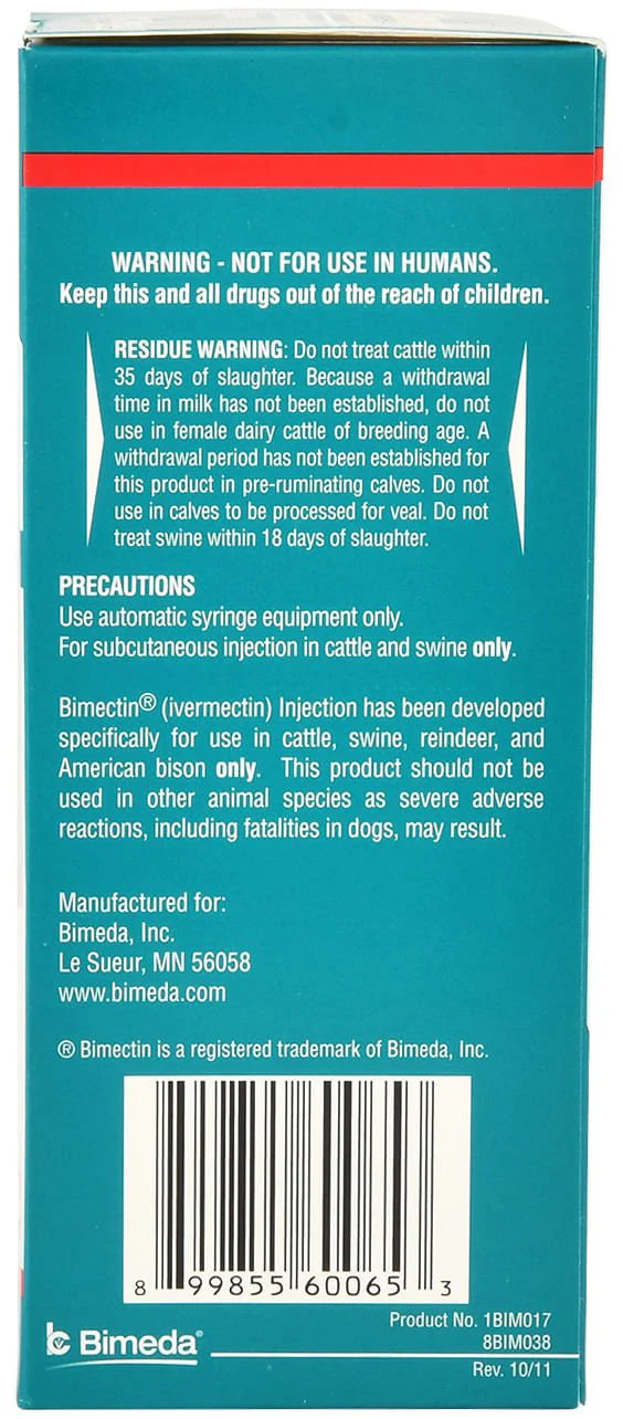 Bimectin Injection (1%) Cattle & Swine Dewormer - Buy Pet Shop