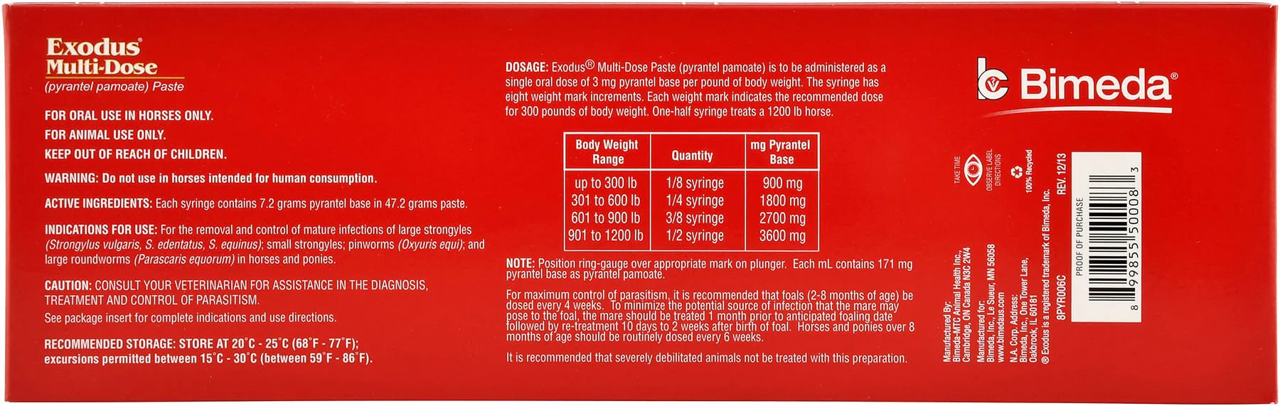 Exodus Multi-Dose Pyrantel Pamoate Horse Dewormer Paste, 2-dose - Buy Pet Shop