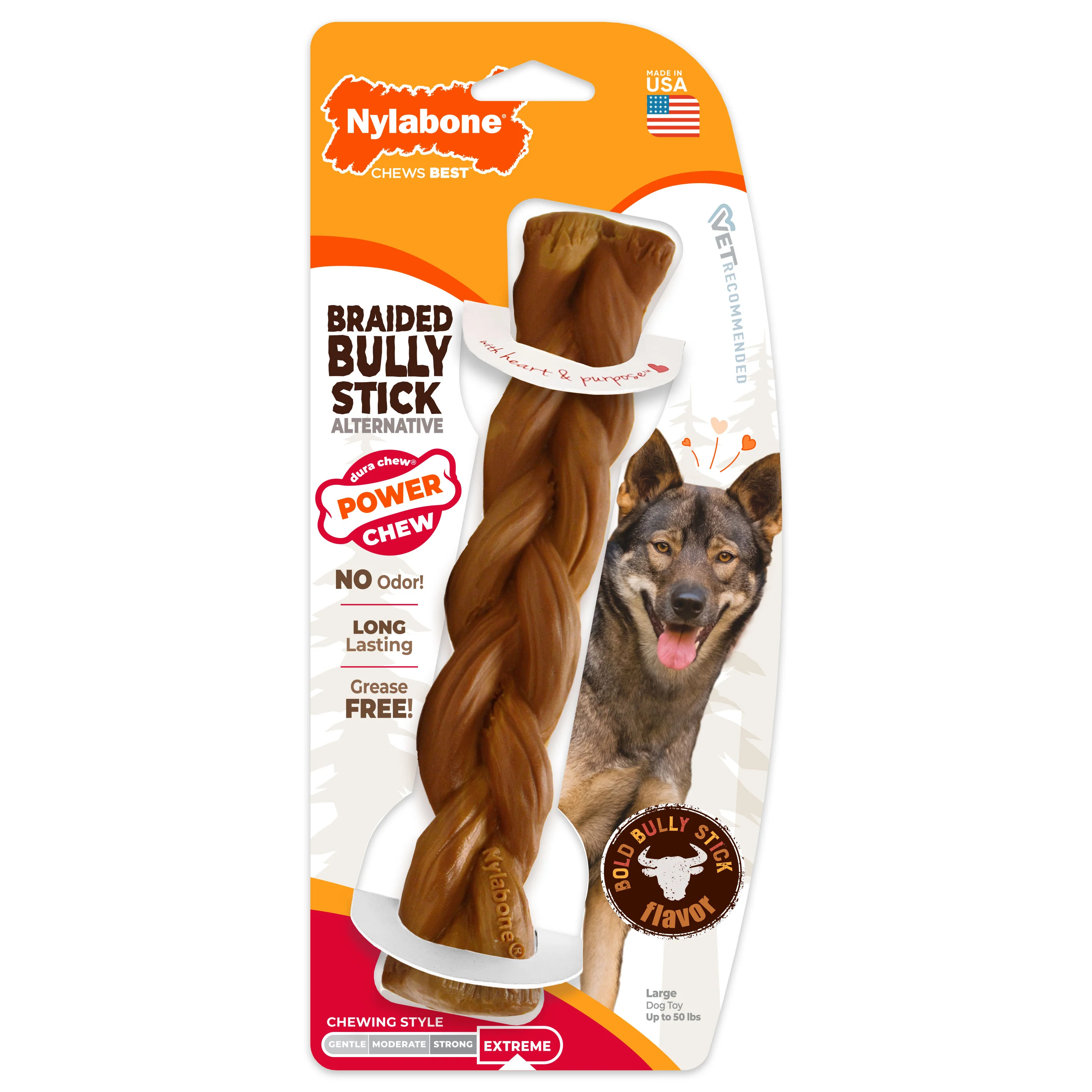 Power Chew Braided Bully Stick Alternative Chew Toy, Large/Giant, Up to 50 lbs - Buy Pet Shop