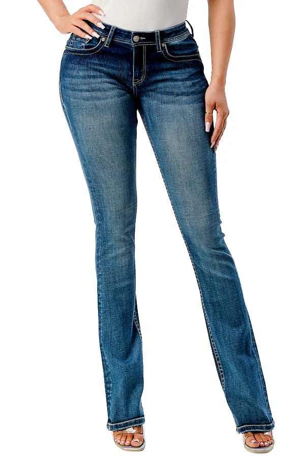 Grace in LA Steer Head Print Mid Rise Bootcut Jeans - Buy Pet Shop