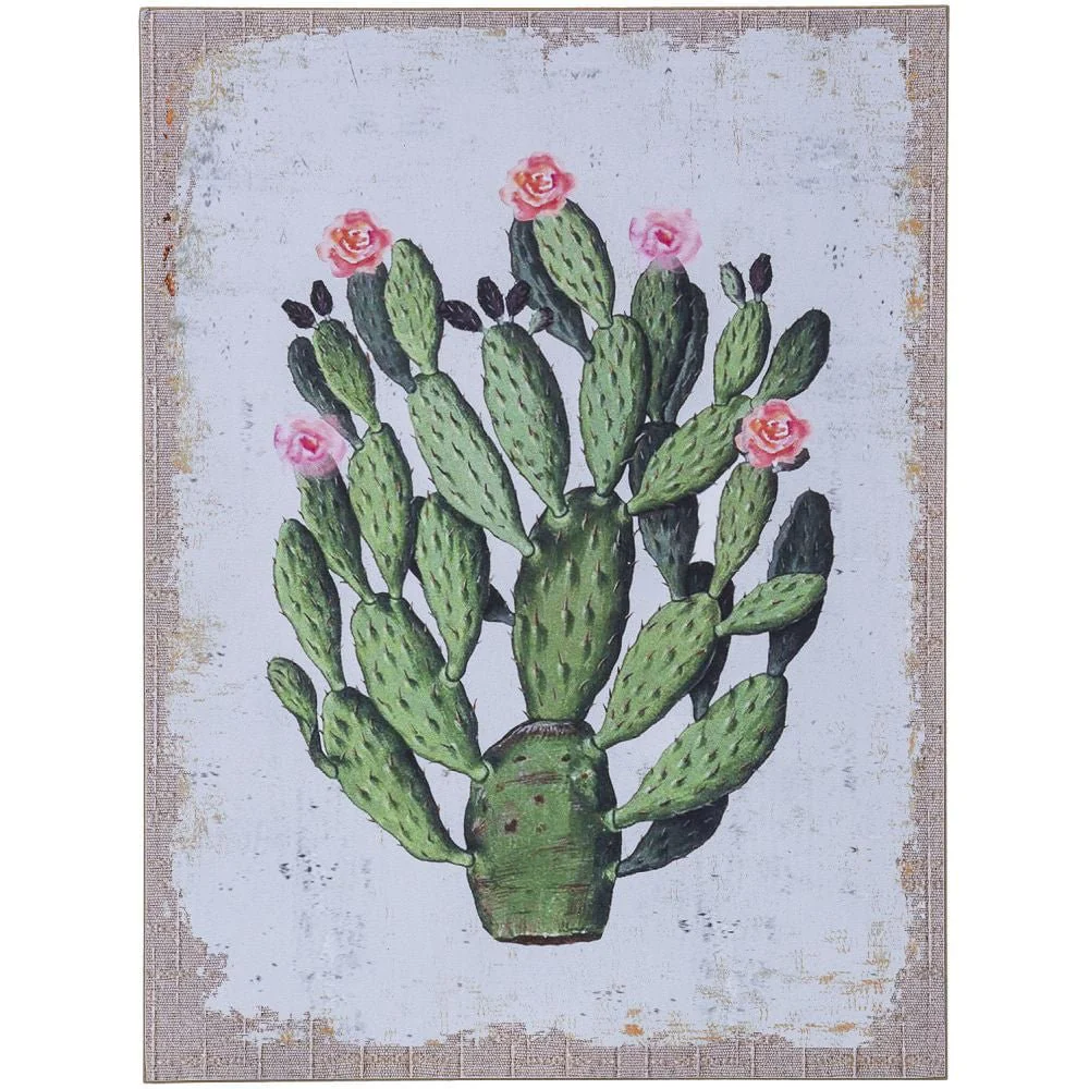 Cactus with Flowers Plank Wall Hanging - Buy Pet Shop