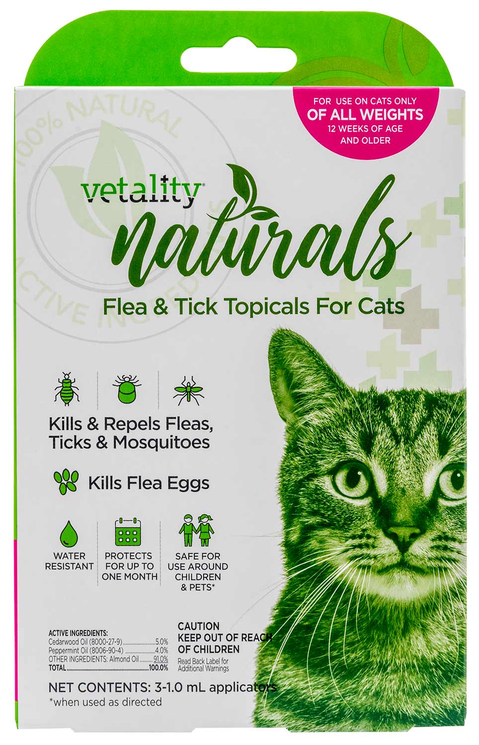 Vetality Naturals Flea & Tick Topicals for Cats, 3-pk - Buy Pet Shop