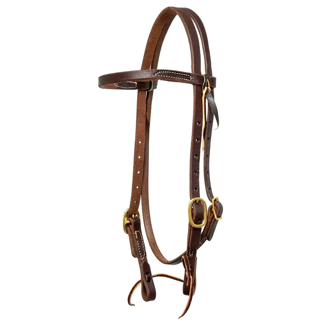 Poplar Head Saddlery Oiled Harness Leather Browband Headstall w/ Waterloop Ends - Buy Pet Shop