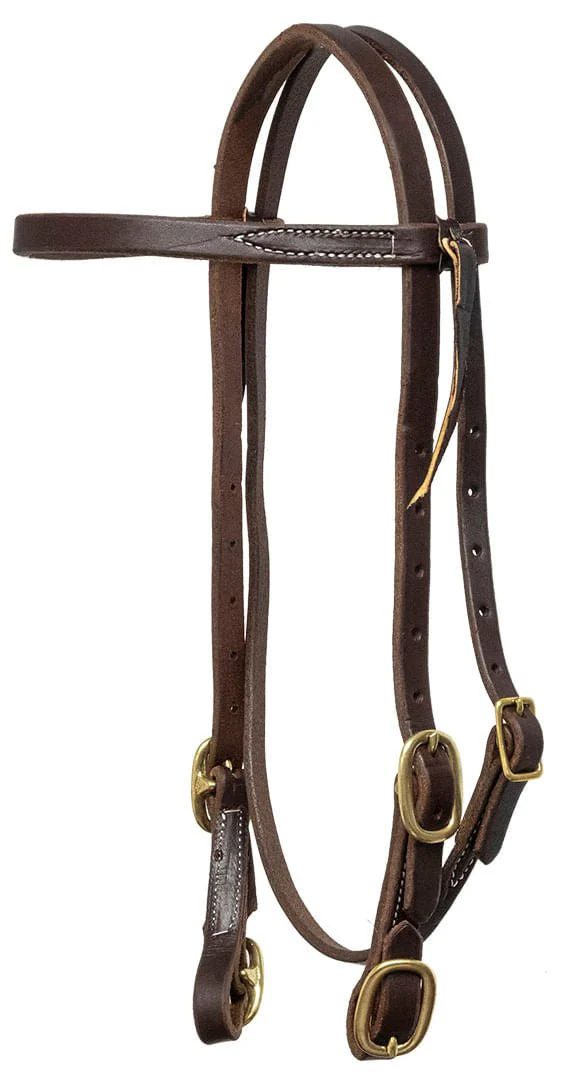Poplar Head Saddlery Oiled Harness Leather Browband Headstall with Easy-Change Buckle Ends - Buy Pet Shop