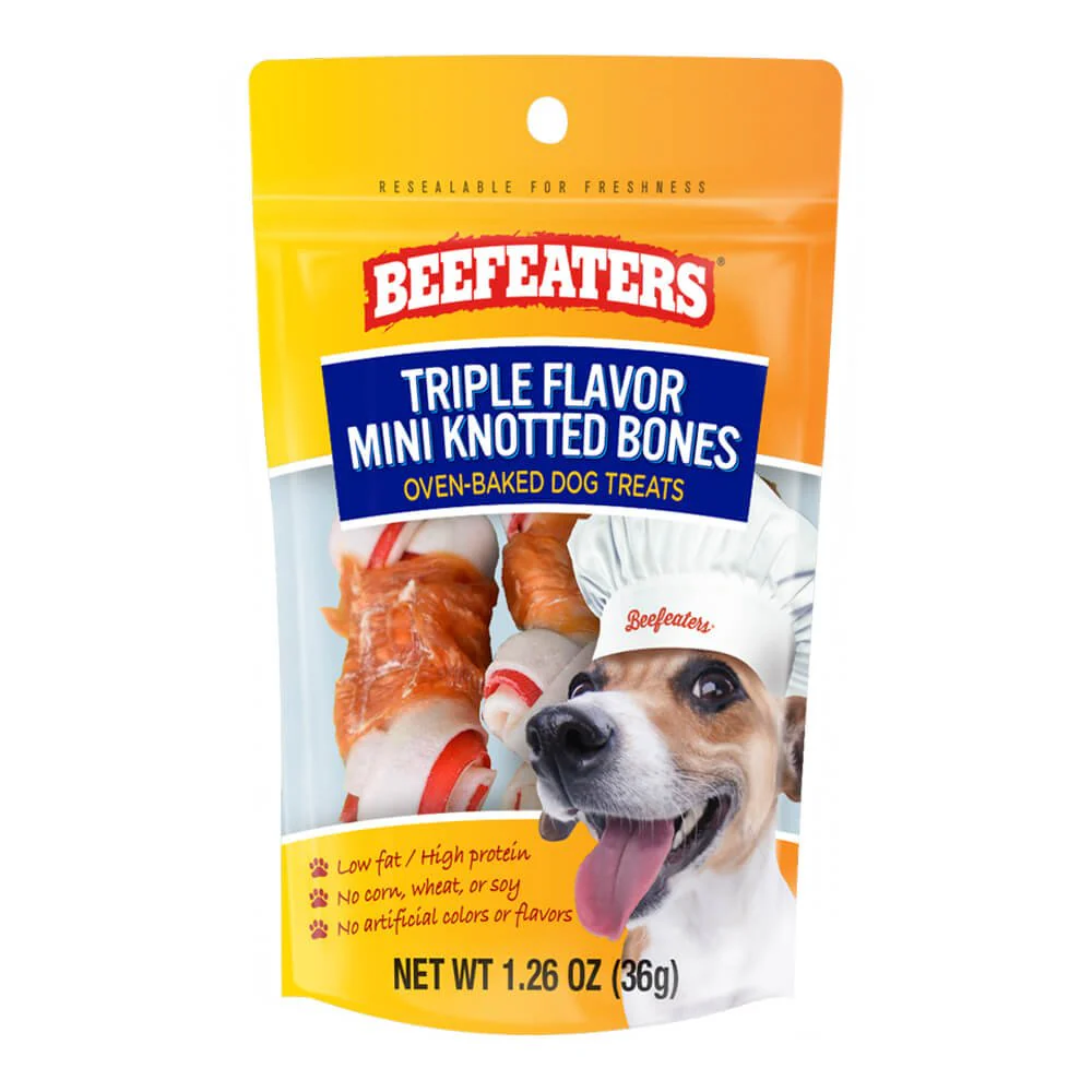 Beefeaters Triple Flavor Mini Knot Bones, 1.26 oz, Case of 12 - Buy Pet Shop