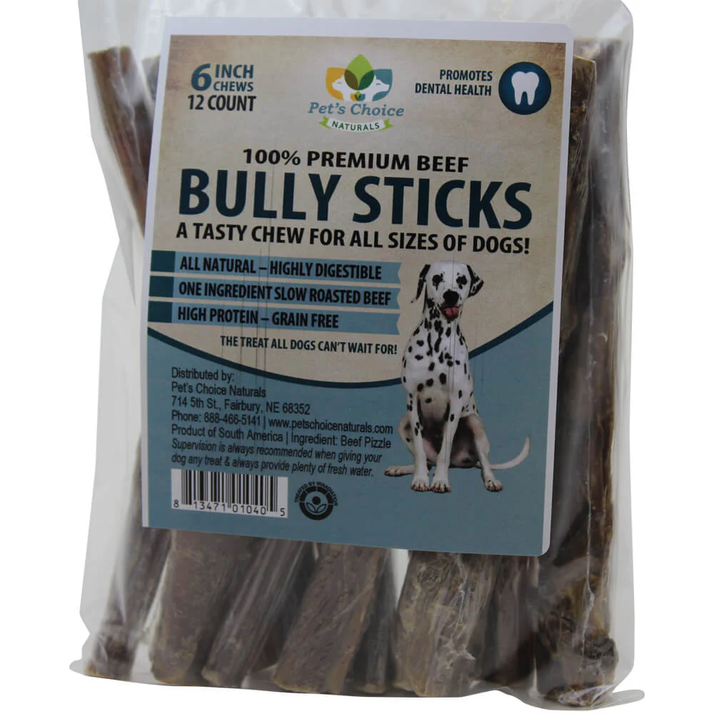 Premium All Natural Dog Pizzle Chews, 6