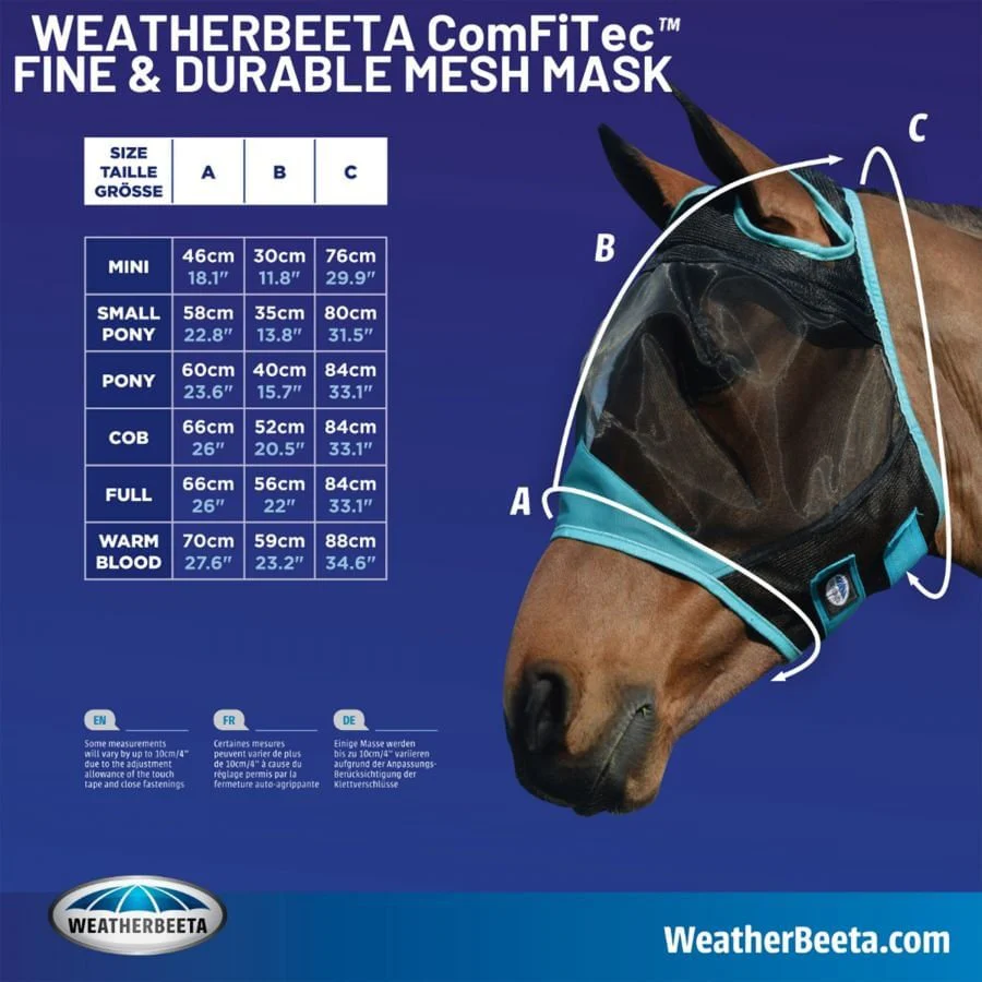 Weatherbeeta ComFITec Durable Mesh Horse Fly Mask with Nose, Black & Purple - Buy Pet Shop