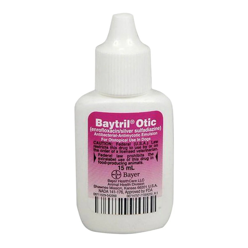 Rx Baytril Otic (enrofloxacin/silver sulfadiazine) for Dogs, 15 ml - Buy Pet Shop