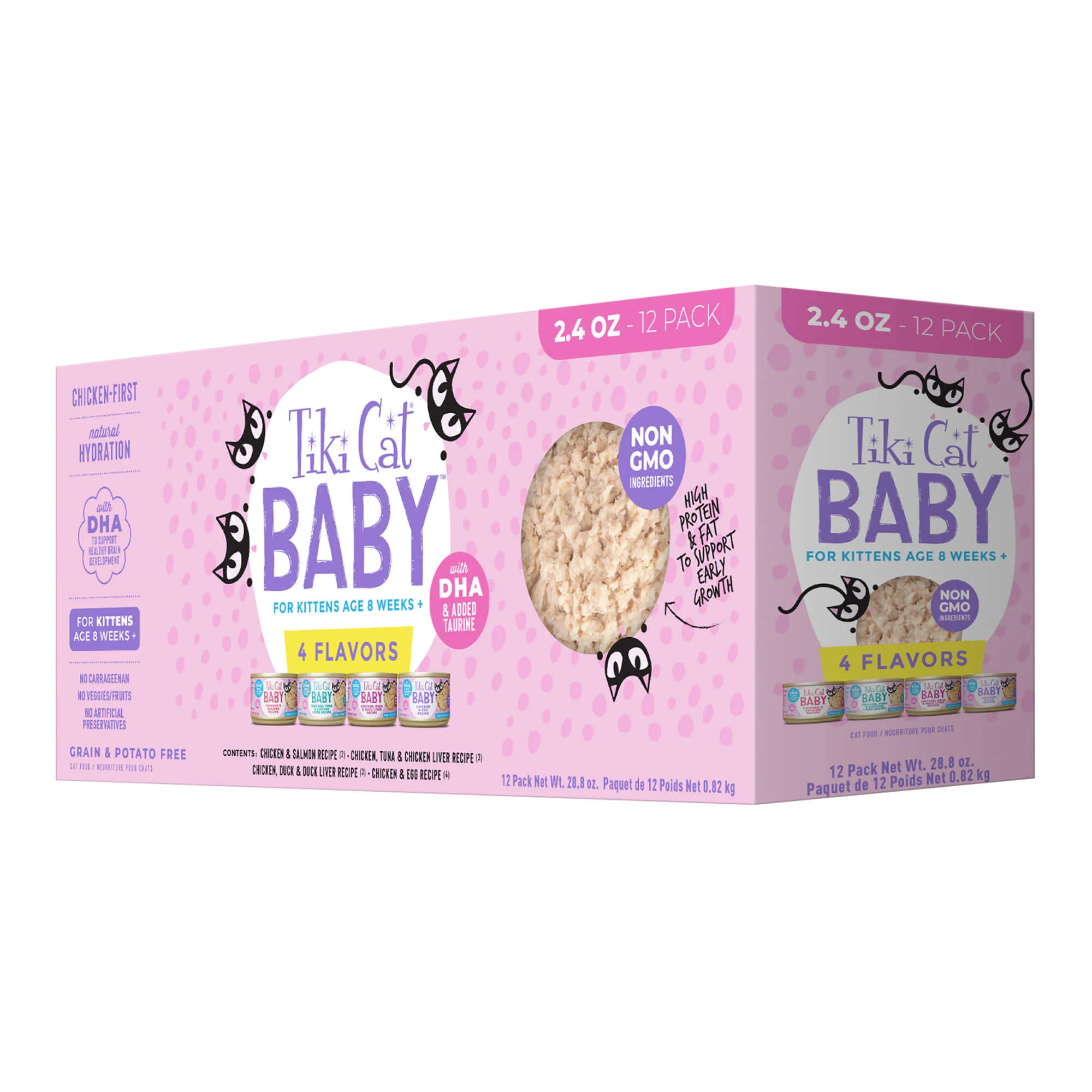 Tiki Cat Baby, Wet Kitten Food, Shreds, Variety Pack, 2.4 oz Cans, 12 ct - Buy Pet Shop