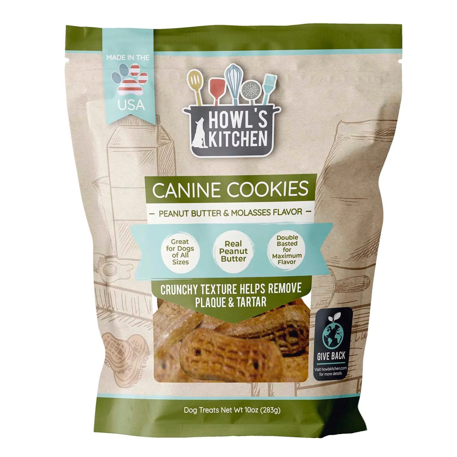 Howl's Kitchen Peanut Butter & Molasses Canine Cookies, 10 oz - Buy Pet Shop