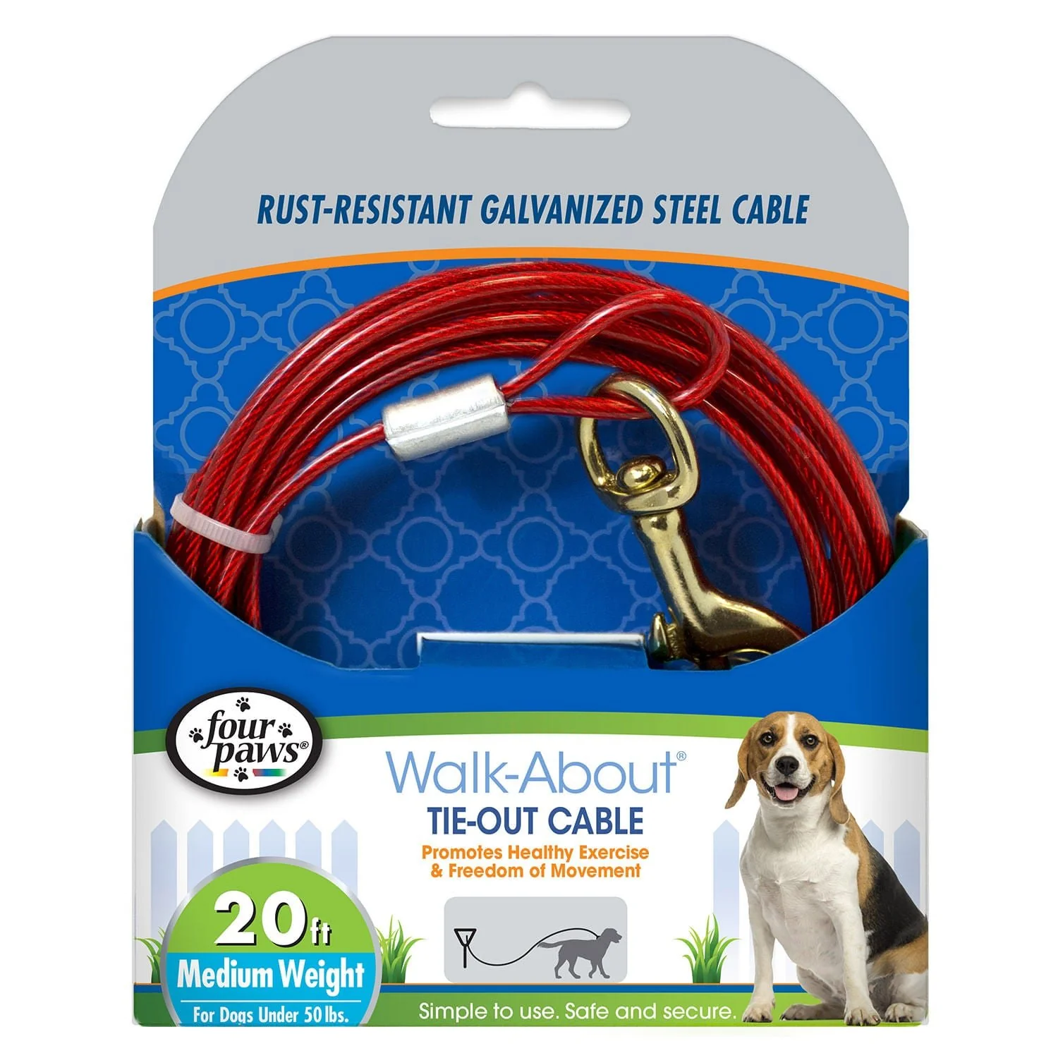 Medium Weight Dog Tie Out Cable, Red - Buy Pet Shop